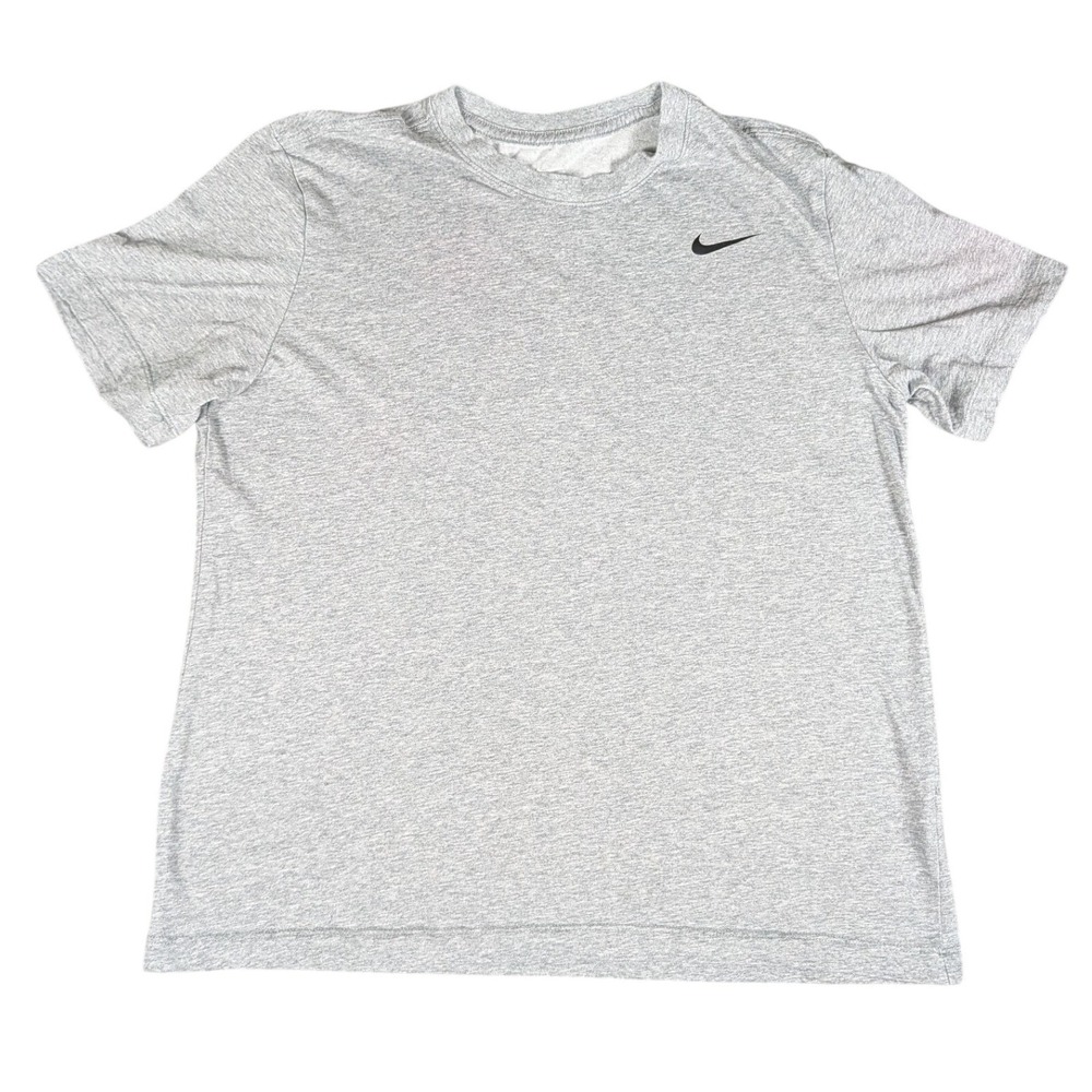 Nike T-Shirt Mens Medium Gray Dri-FIT Short Sleeve Swoosh Excellent